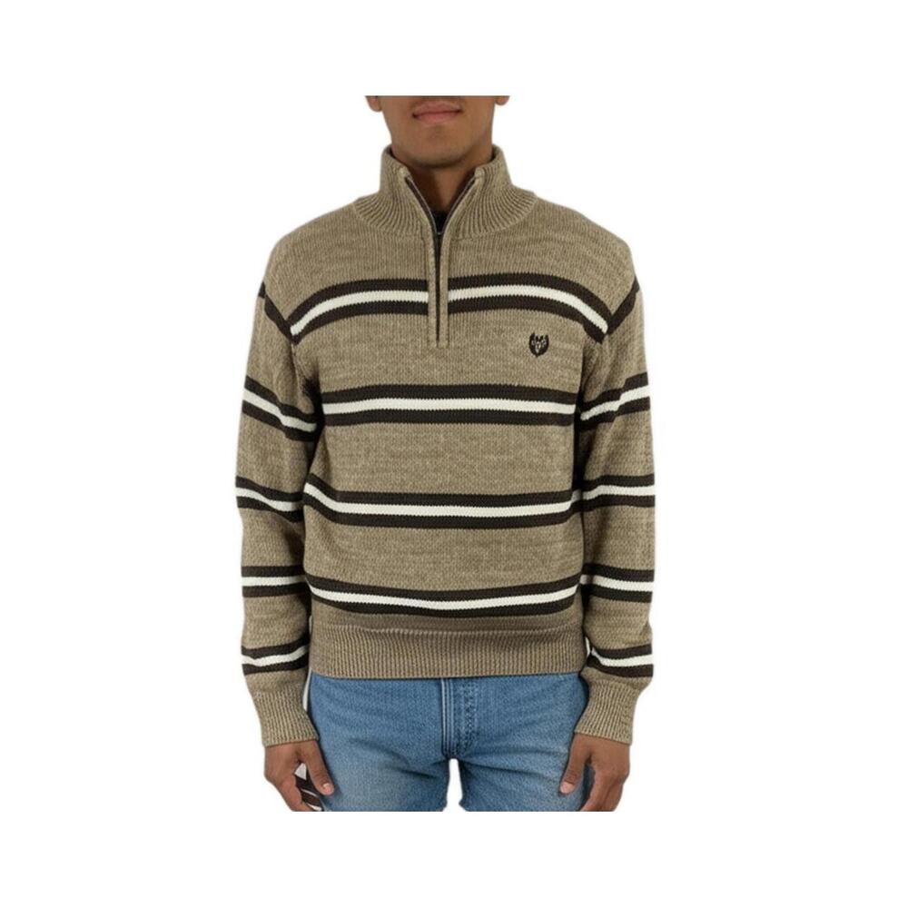 Chaps XL Striped Quarter-Zip Pullover Sweater Mock Neck
